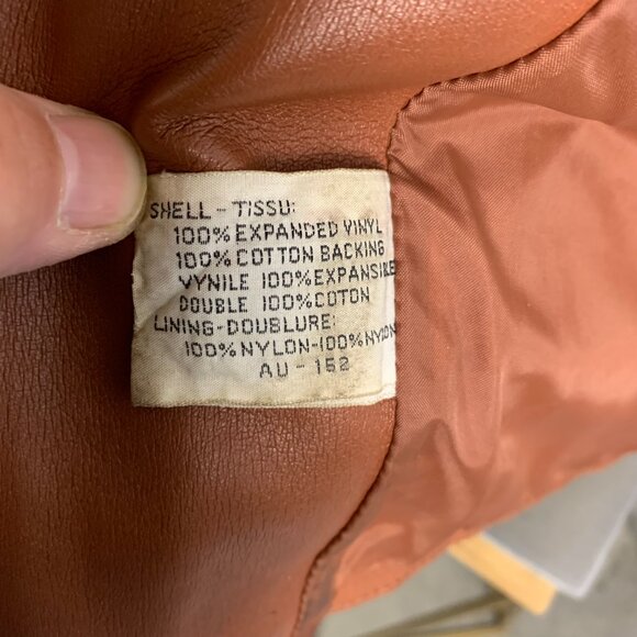 Vintage 70s Camel Faux Leather Shirt Jacket Retro Disco Collar Coat Shacket - Picture 10 of 13